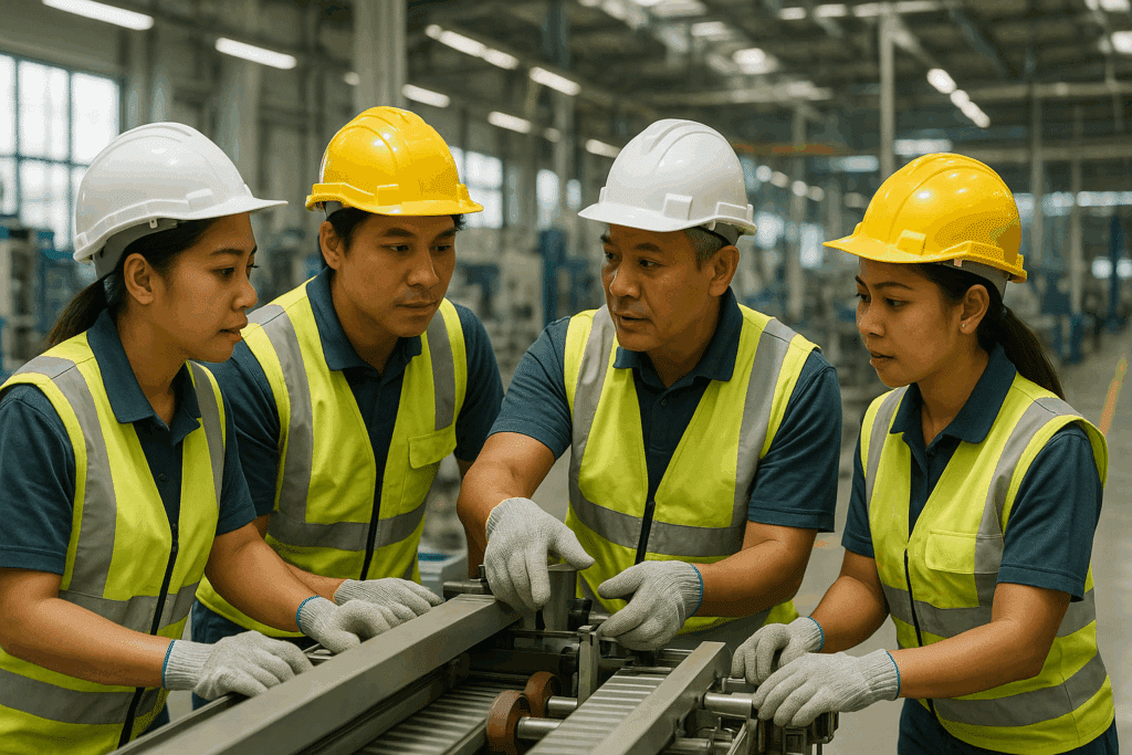 Fülöp-szigeteki munkaerő kölcsönzés: filippínó munkások együttműködnek magyar ipari környezetben