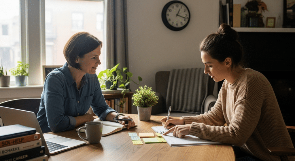 életvezetési tanácsadás és coaching: coach és kliens prioritáslistát egyeztetnek